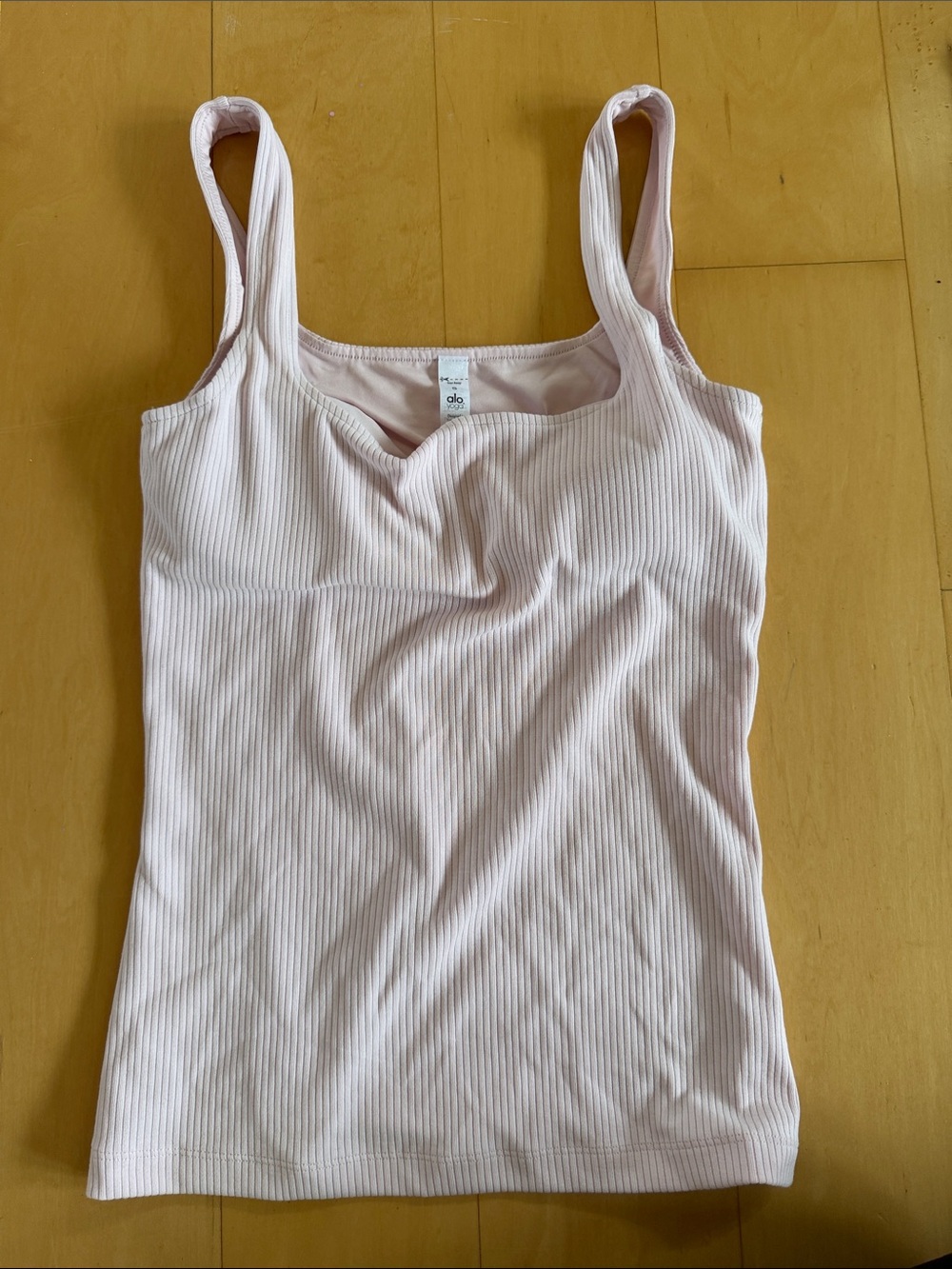 ALO Yoga Ribbed Scoop Tank - Pale Pink, size S